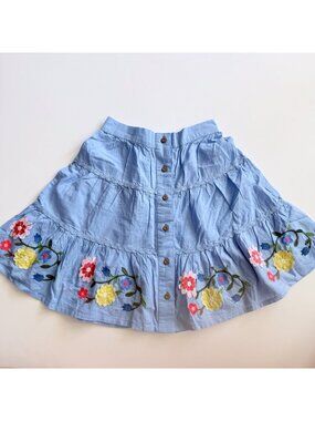 Mini Boden Girl Embroidered Hem Midi Skirt size 7-8 years EUC